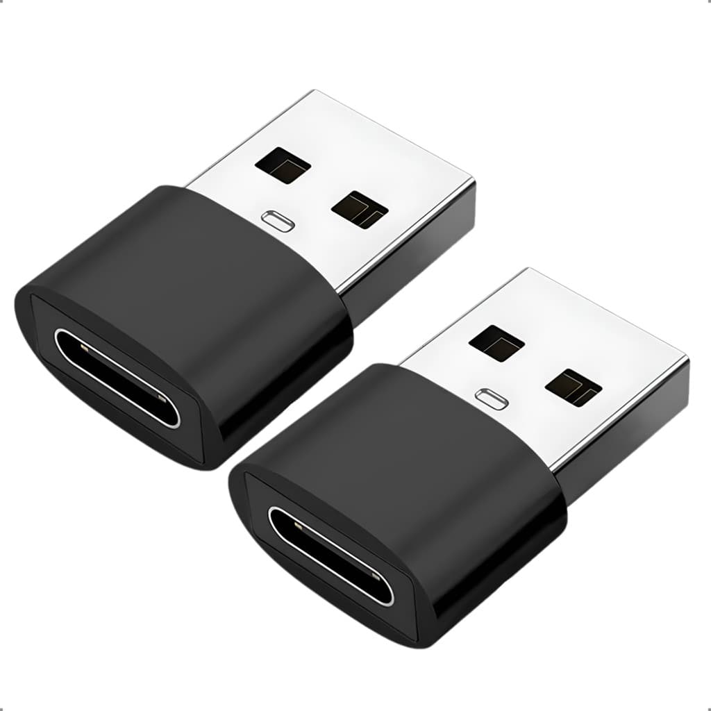 KIT 2 Adaptador USB-A Macho para USB-C Fêmea 2.0 Preto OTG Versátil Coversor Celular Notebook
