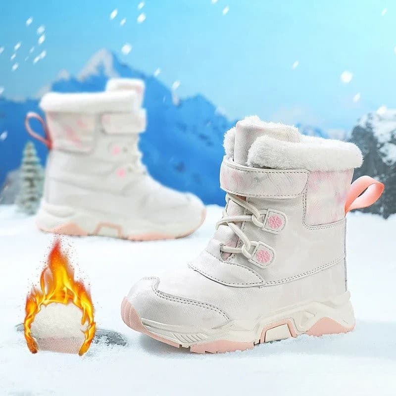 Botas de Neve para Meninas, Quentes para o Inverno, Impermeáveis, Antiderrapantes, Sola Grossa, Botas de Algodão para Es