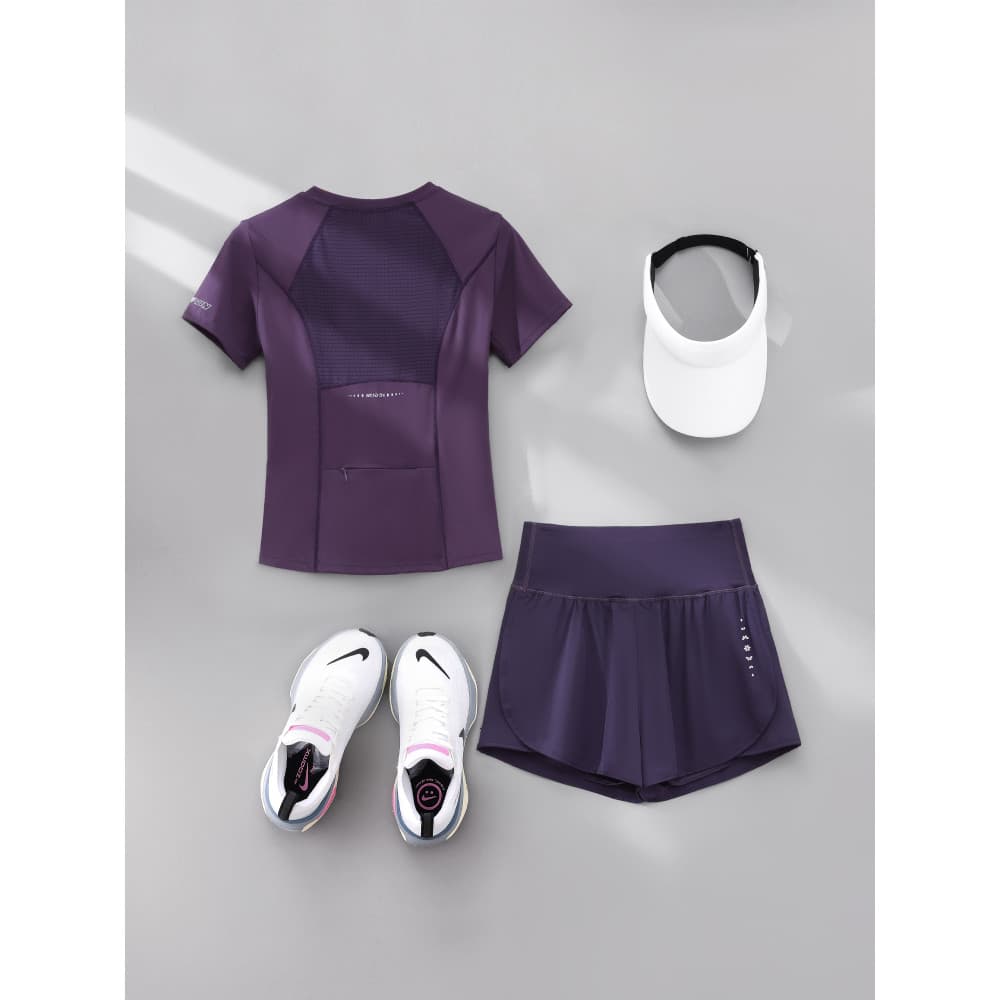 Terno esportivo feminino de corrida profissional 2026 verão novo estilo High-End Yoga Wear de manga curta ajuste de seca