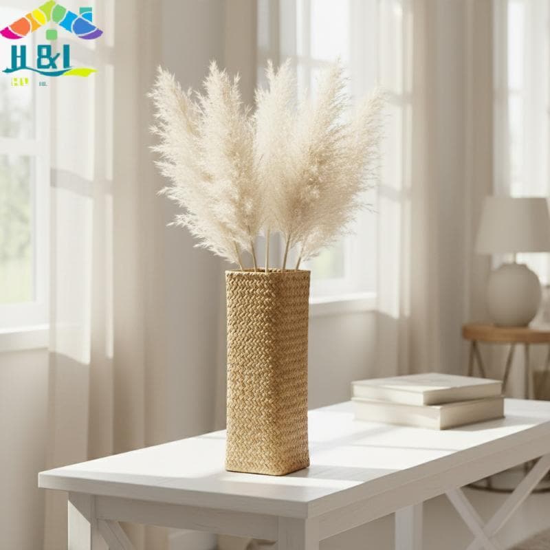 Vaso Decorativo De Cesta De Flores Feito À Mão Em Tecido H & L Para Peça Central De Mesa De Casamento Arranjo Floral Fes