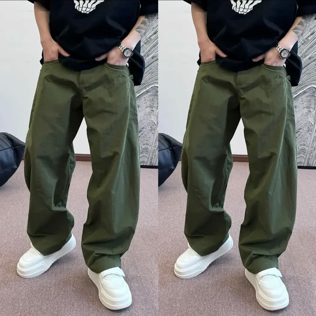 Primavera verão novo estilo moda Machete calças casuais masculinas na moda All-Match cor sólida simples solto macacão de