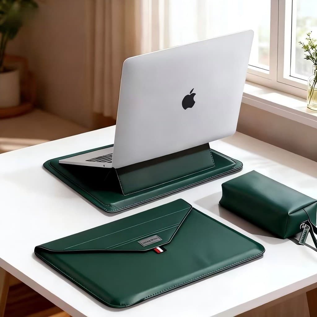 Mochila para notebook de alta qualidade, couro, 13 a 16 polegadas, com suporte e bolsa para carregador