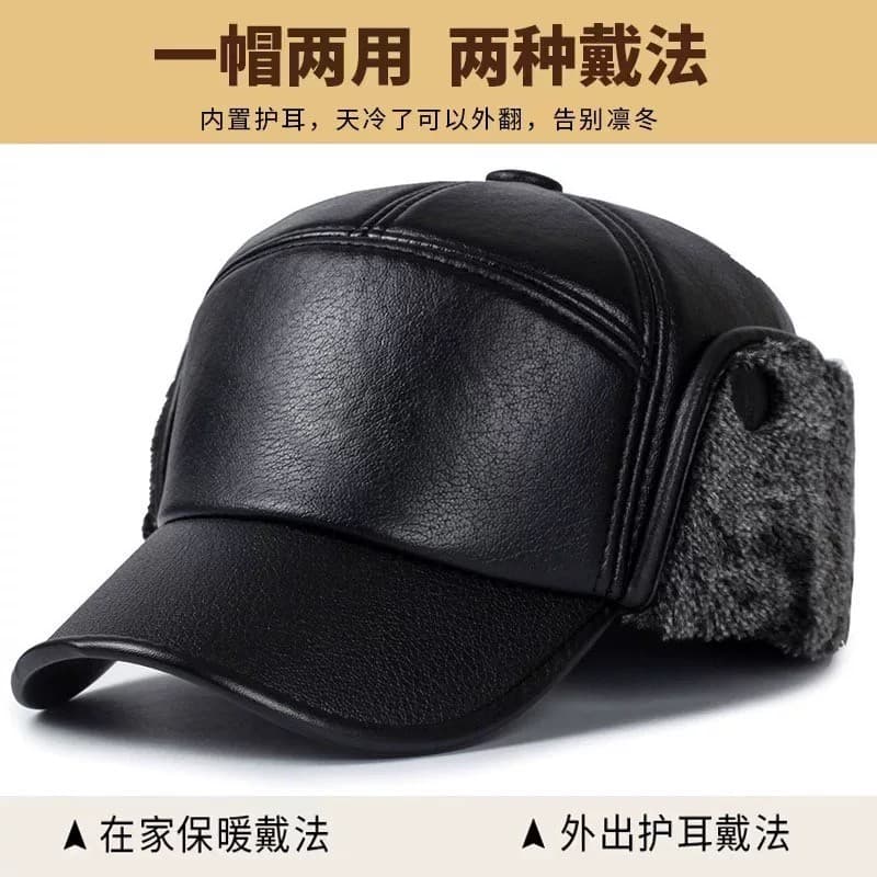 Chapéu para idosos de meia-idade, masculino, inverno, pai, idosos, lã, quente, resistente ao frio, vovô, proteção de ouv