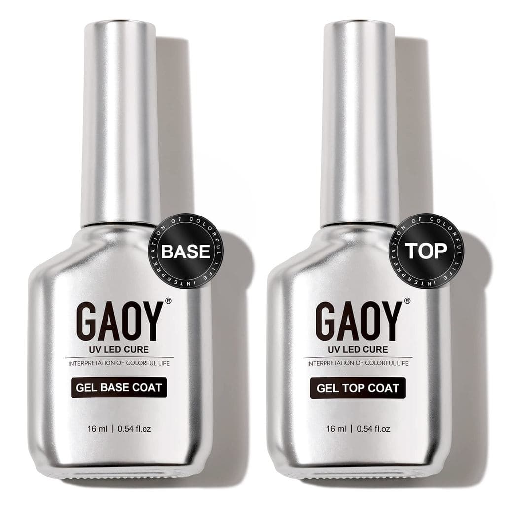 Conjunto GAOY de 2 Peças de 16ml de Top Coat e Base Coat em Gel Transparente, Combinação de Base Sem Resíduos para Esmal