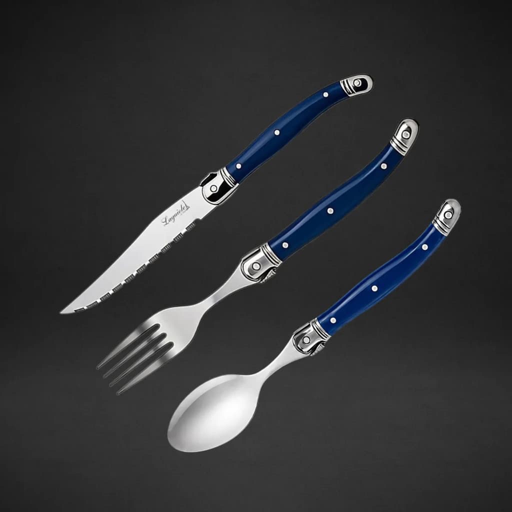 Faqueiro Laguiole La Tour 18 Peças Inox Premium Cepo Madeira 6 Facas + 6 Garfos + 6 Colheres