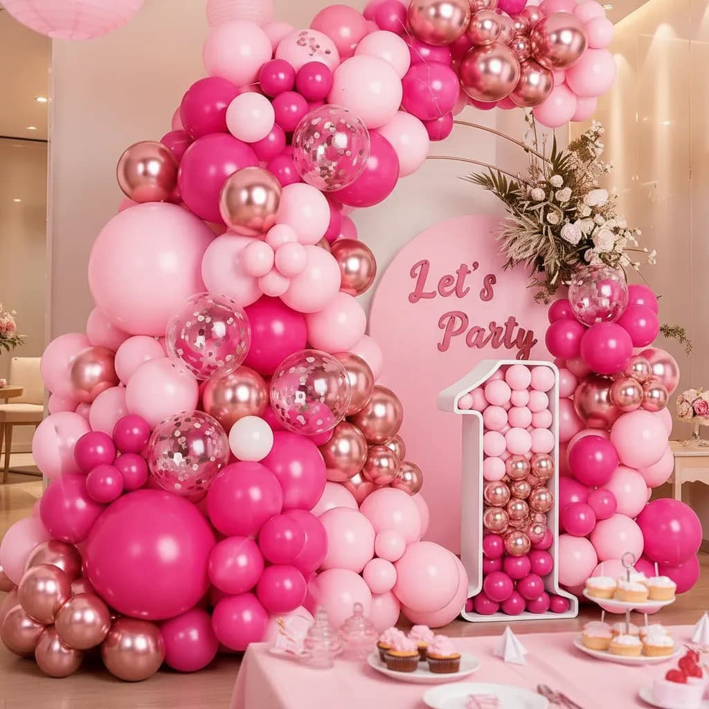 Kit Decoração Festa Feminina Rosa Completo 145 Peças Luxo