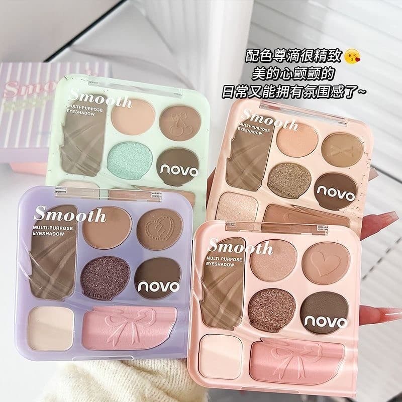 Novo paleta de sombras abrangentes de sete cores fosco perolado brilho destacando contorno Blush tudo-em-um P