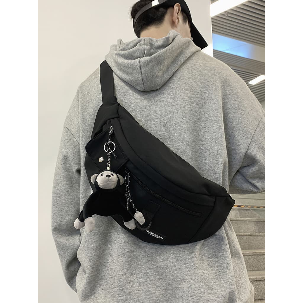 Street Wear japonês saco de peito masculino ins simples bolsa de ombro esportes cintura mochila pequena bolsa de ombro f