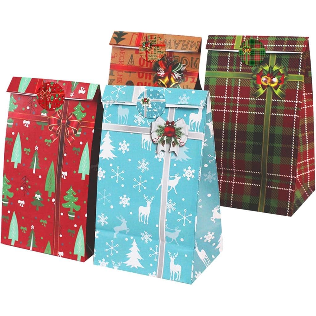 Juweked 24 Sacos com Adesivos - Sacos para Doces, Presentes e Decoração de Festas de Natal