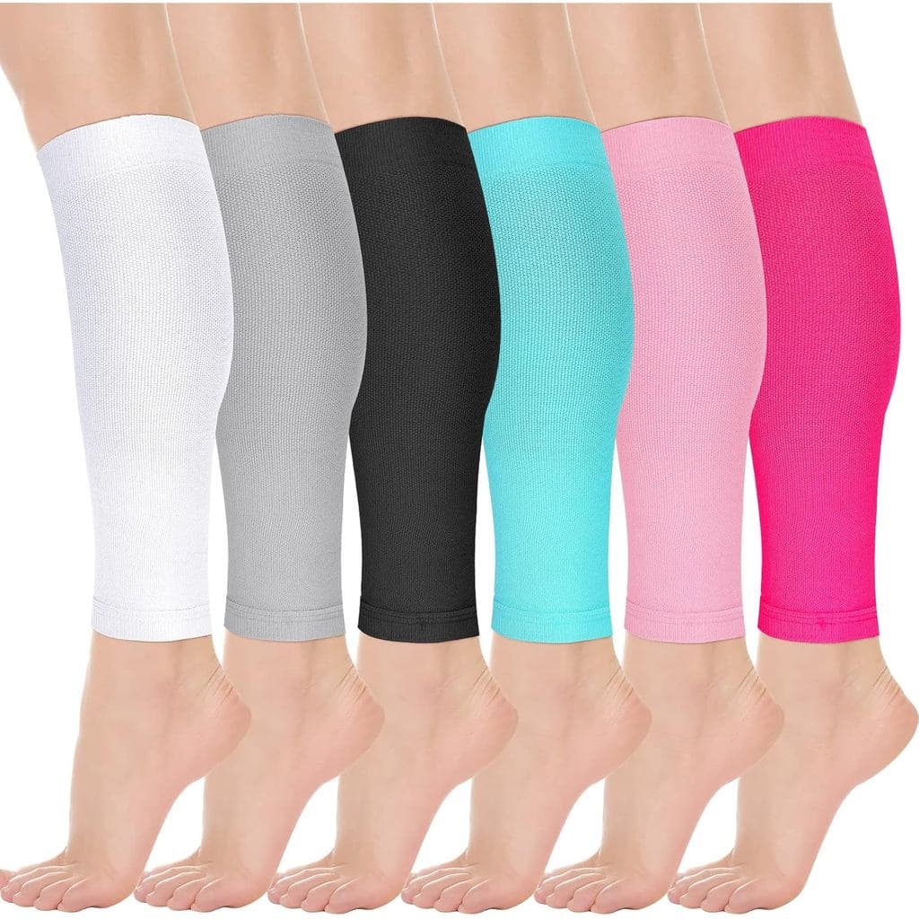 6 Pares de Meias de Compressão para Panturrilha Femininas, Meias de Compressão Sem Pé, Mangas Elásticas para Pernas para