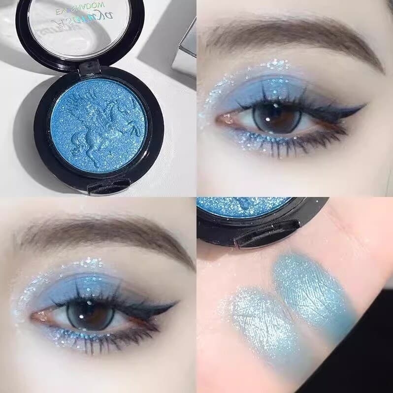 Sombra monocromática perolada azul palco maquiagem lantejoulas Glitter paleta de sombra terra cor iniciante Super brilha