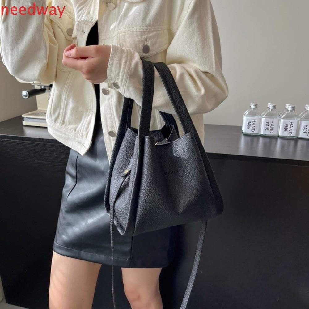 NEEDWAYB Bolsas De Couro Com Alça Superior , Bolsa De Ombro Feminina De Grande Capacidade De Cor Sólida , Crossbody Da M