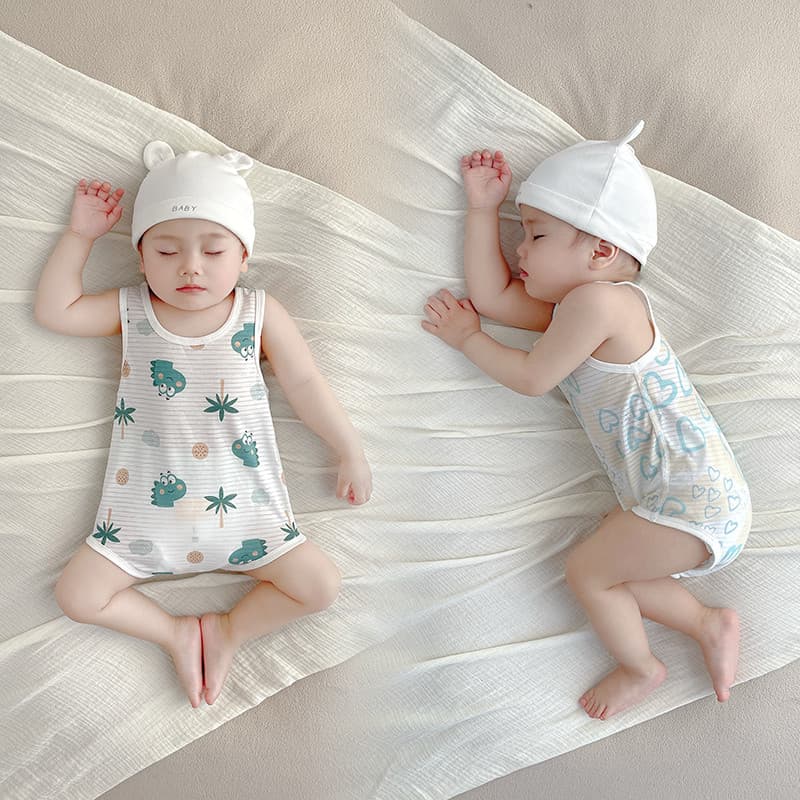 Roupas de bebê colete roupas de bebê verão estilo fino bebê ar condicionado estilingue macacão sem mangas triângulo maca