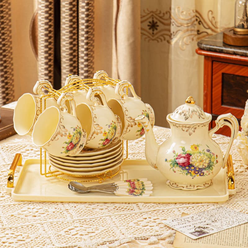 Retro europeu cerâmica copo de água bule conjunto requintado conjunto chá doméstico Housewarming presente casamento chá