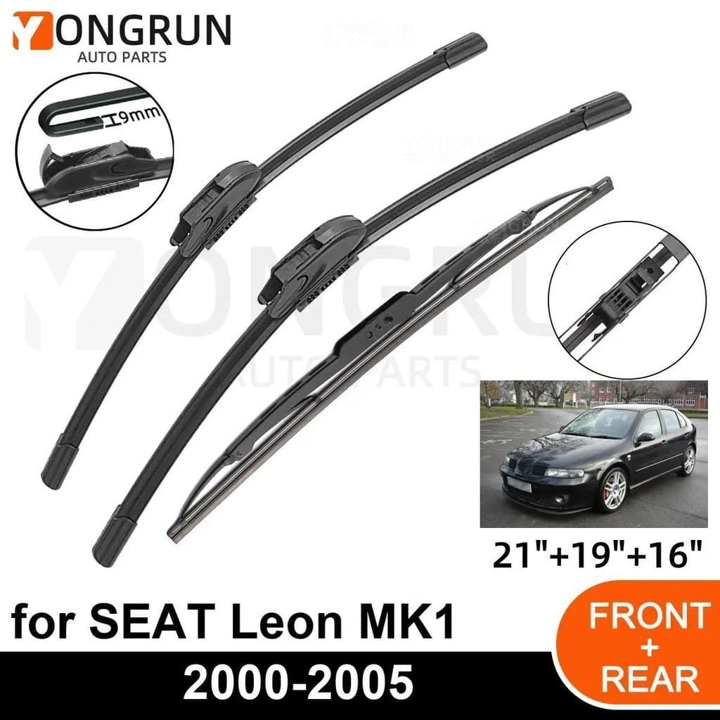 3 Pçs Limpador De Carro Para SEAT Leon MK1 2000-2005 Dianteiro Traseiro Pára-Brisas Lâmina Acessórios Borracha