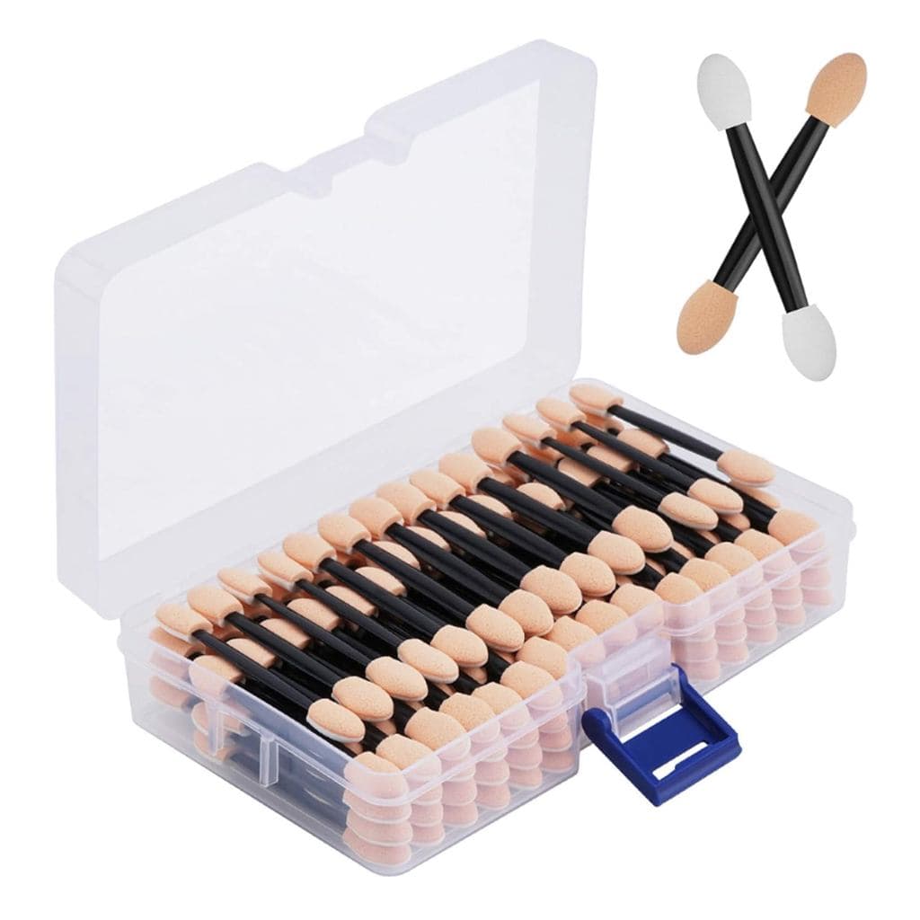 Cuttte 120PCS Aplicadores Descartáveis de Esponja para Sombra de Olhos com Dupla Face e Recipiente, Pincéis de Sombra de