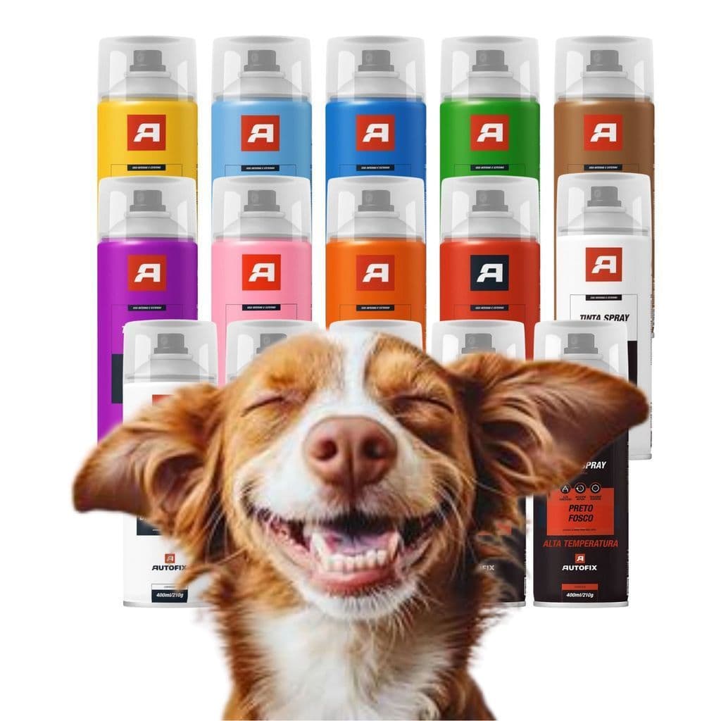 Tinta Spray Uso Geral 400ml - Autofix Cores Preto, Vermelho, Verde, Azul, Rosa salmão e muito mais ok
