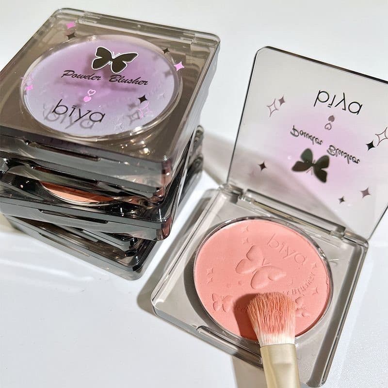 O coração da menina está preenchendo!Biya Monocromático Blush Blush Roxo Bêbado Pêssego Cor Fofa Blush Azul Baixo Satura