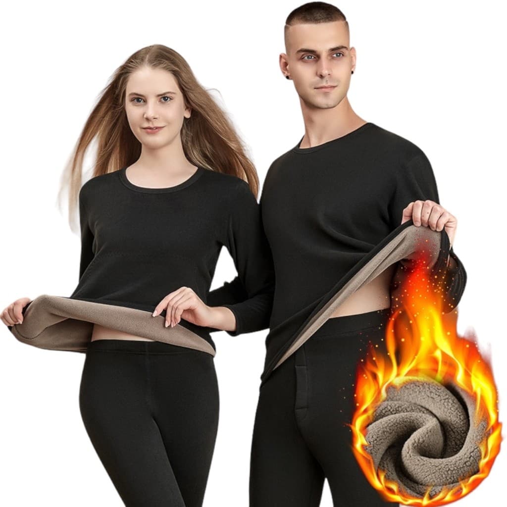 Conjunto Segunda Pele Térmica Flanelado Frio Intenso Preto Proteção Uv+50 Masculino Feminino Unissex Inverno