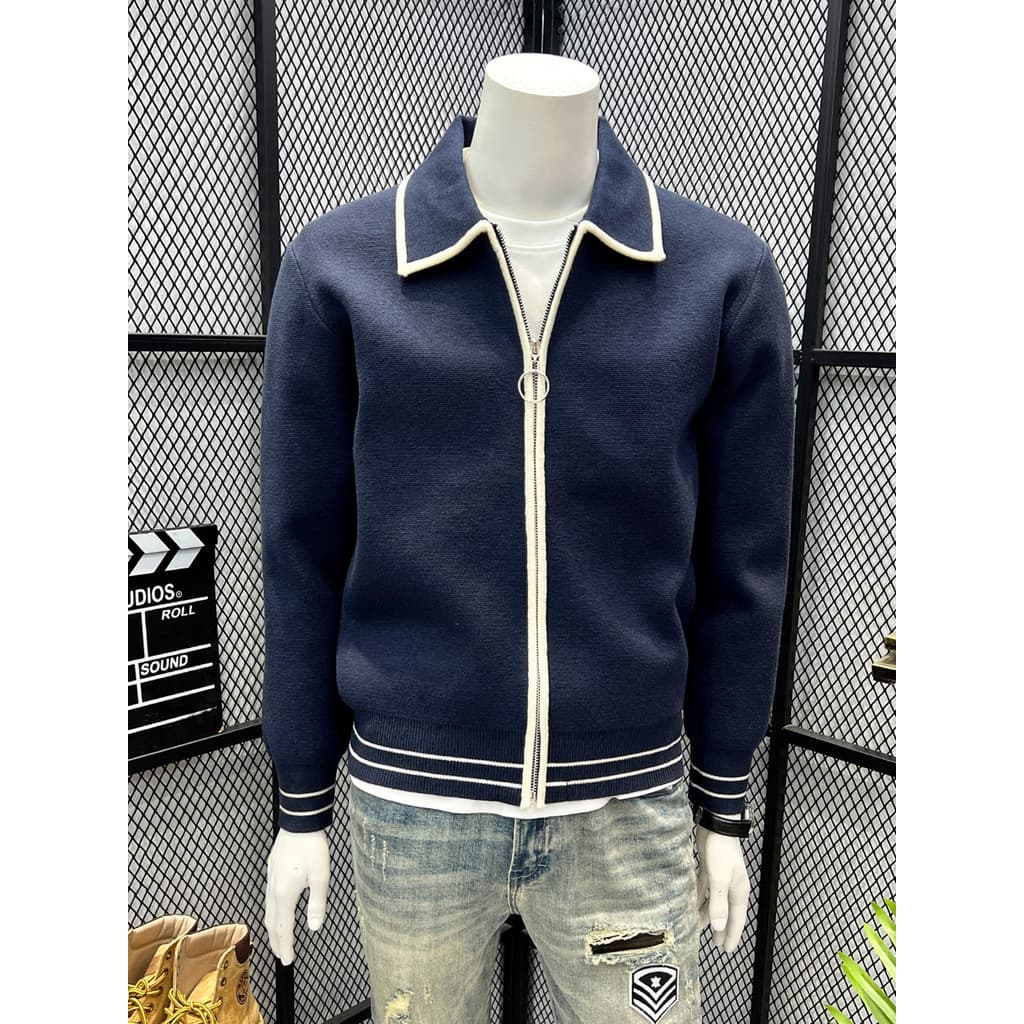 Britânico Retro roupas masculinas outono inverno negócios Commuter Cardigan de malha High-End lapela superior camisola j