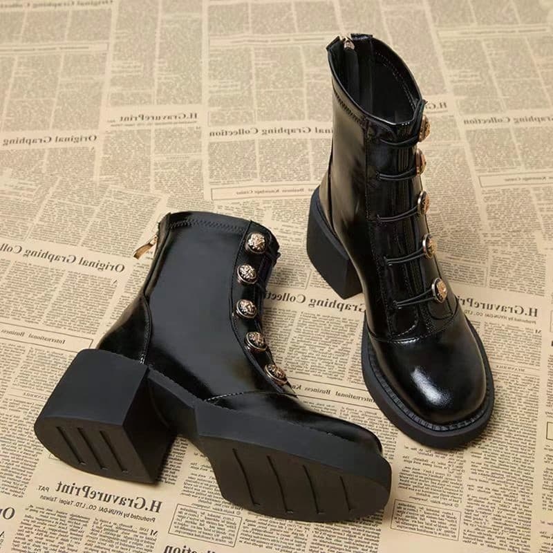Botas Martin de sola grossa femininas 2026 primavera outono novo estilo botas de produtos europeus de salto alto influen