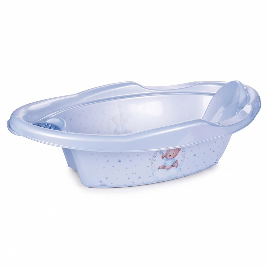 Banheira Ergonômica Infantil Bebê Menino Banho 21L Com Válvula Escoamento - Plasútil