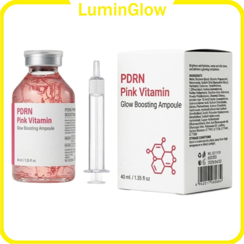 Ampola PDRN Vitamin Glow Boosting 40 ml - Hidratante, Antienvelhecimento, Firmadora e Iluminadora, Compacta e fácil de t