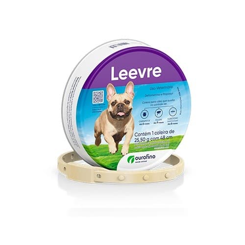 Coleira Antipulgas Leevre 25,5g 48Cm para Cães de Porte Pequeno e Médio Único
