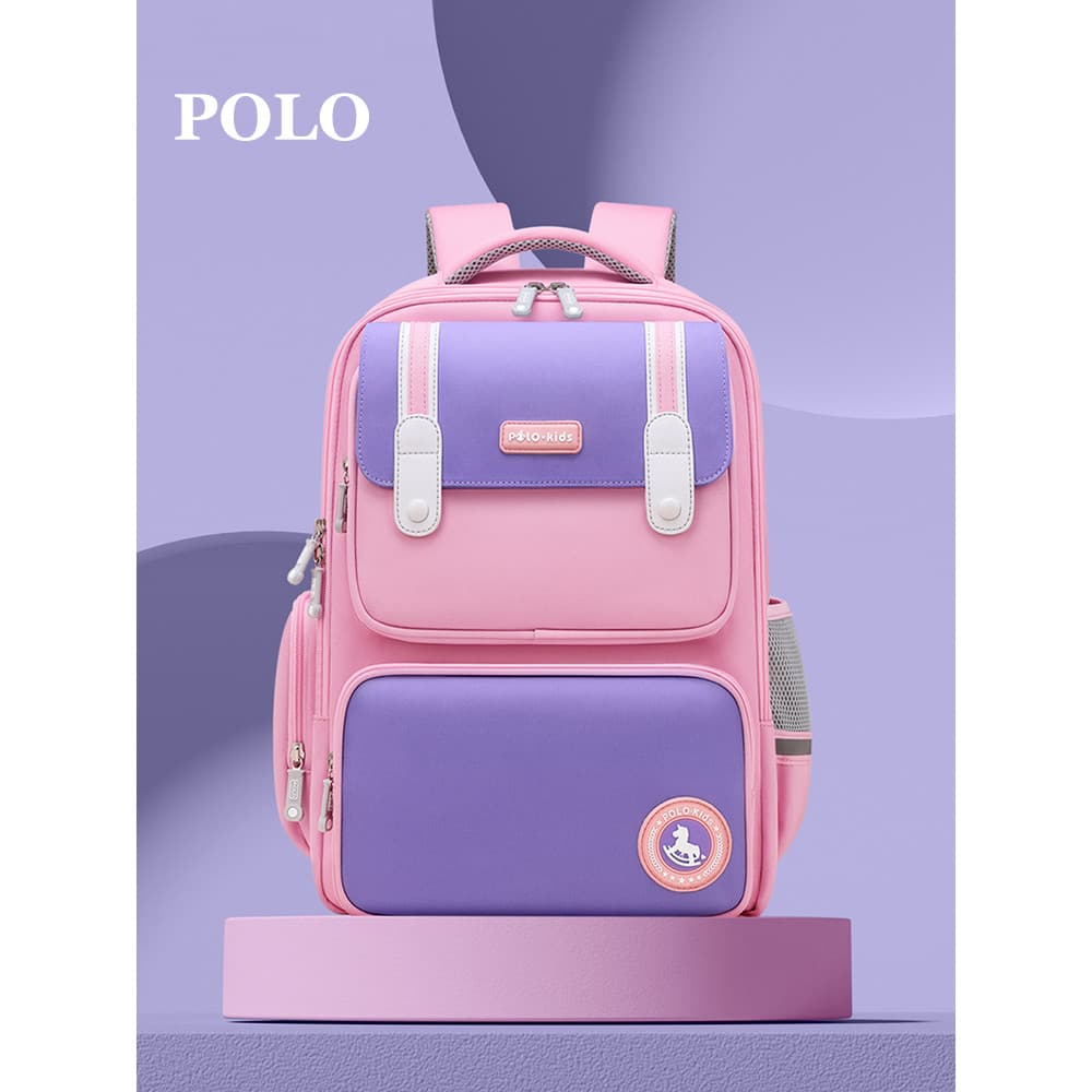 POLO Schoolbag Alunos da Escola Primária Grau 1-4 Meninos Meninas Preppy Crianças Mochilas de Grande Capacidade Reduzem