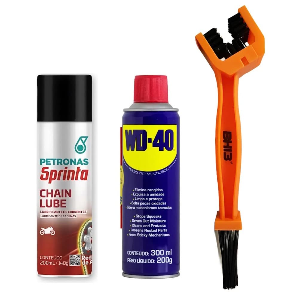 KIT WD-40 300ML + PETRONAS CHAIN LUBE + ESCOVA
