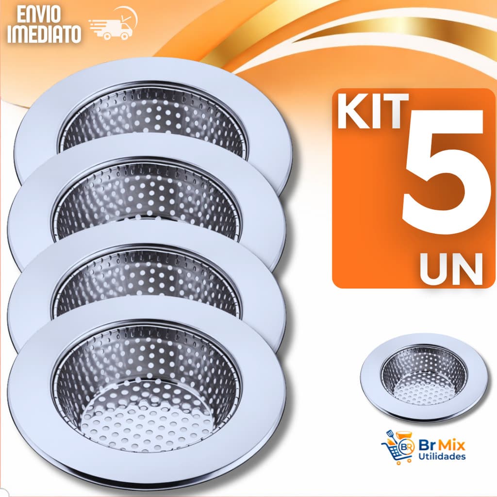 Conjunto Ralos Ralinho para Pia 9cm em Aço Inox Resistente Cozinha Casa