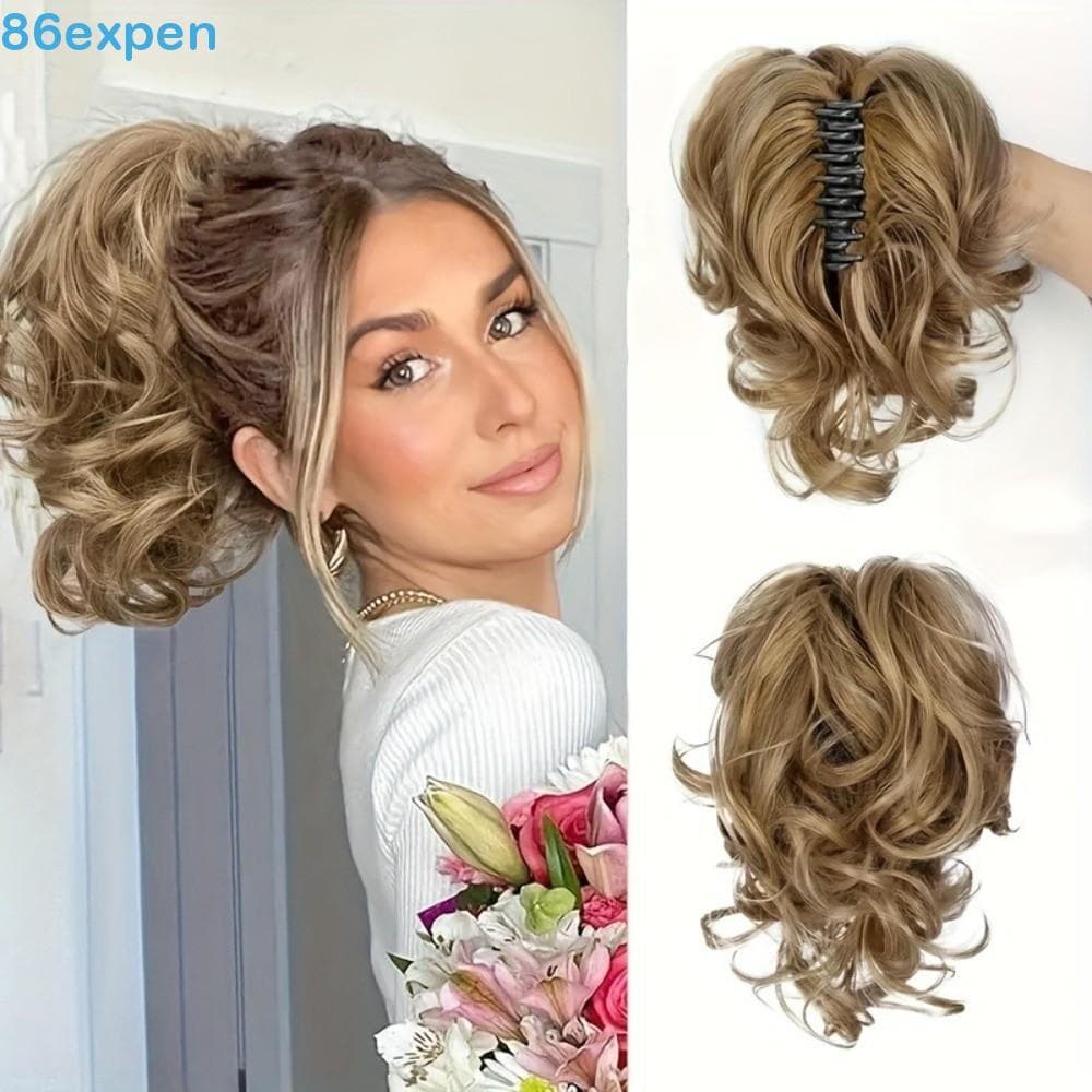 EXPEN1 Rabo De Cavalo Feminino Onda Grande , Extensões De , Clipe Curto E Fofo , Falso
