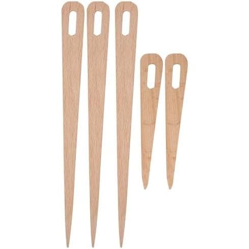 5 PCS Big Eye Knitting Needles, Wood Weaving Crochet Needle Hand Stick Wooden Knitting Fork Eye Needle Tapestry Weaving