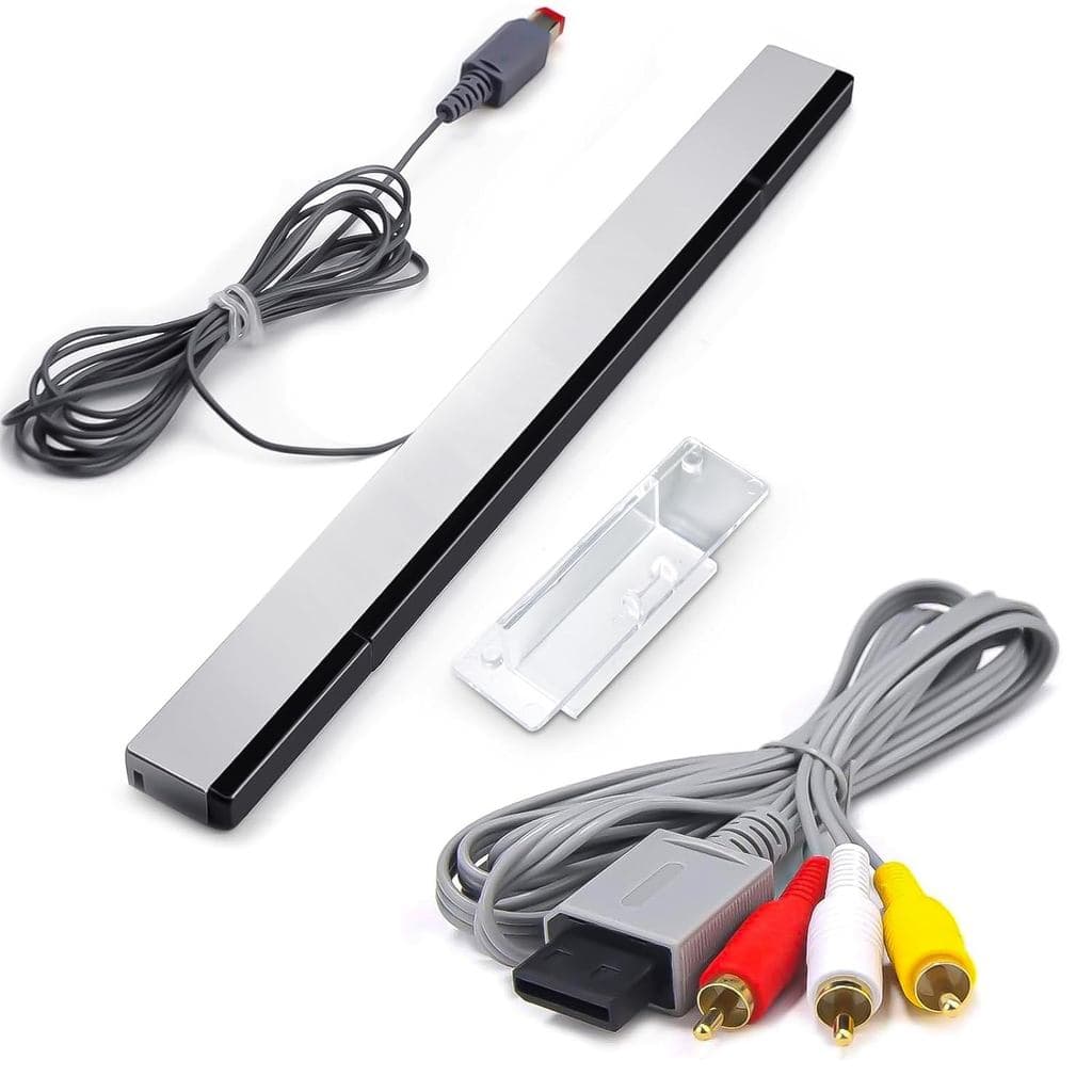 Barra de Sensor Wii 2 em 1 + Cabo de Áudio e Vídeo Composto Wii, Cabos AV Wii e Barra de Sensor de Movimento com Fio, Co