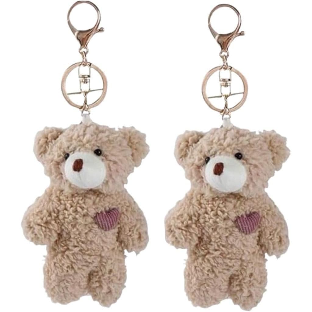 2 Peças de Chaveiro de Urso Marrom de Pelúcia, Pingente de Bolsa de Animal, Enfeite DIY de Coelho, Chaveiro de Pelúcia d