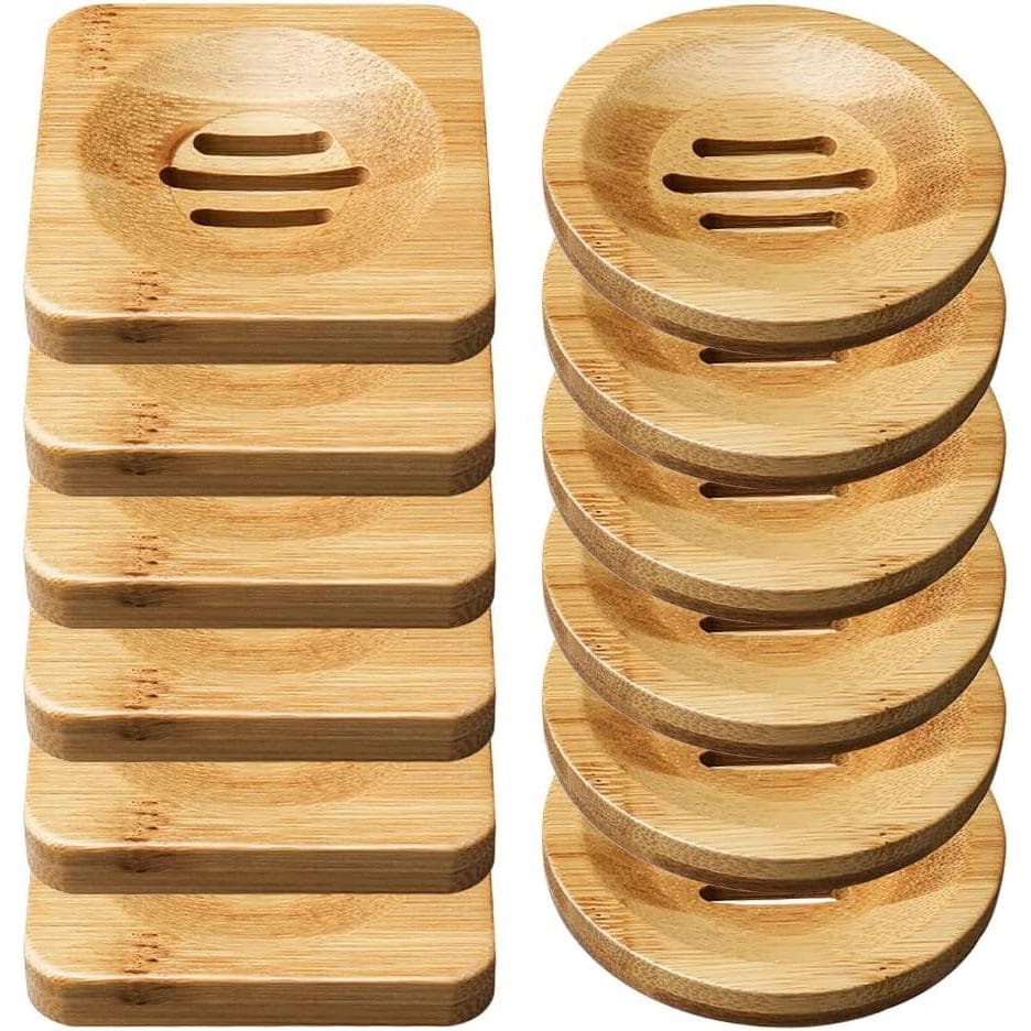 12 Peças de Saboneteiras de Bambu, Bandeja de Sabonete de Madeira, Suporte para Barra de Shampoo, Suporte para Sabonete