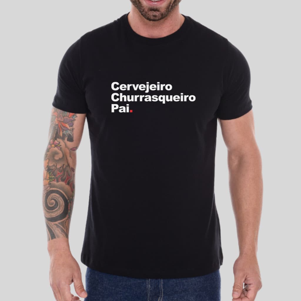 Camiseta Básica Masculina 100% Algodão Presente De Natal Dia Dos Pais Cervejeiro Churrasqueiro Pai