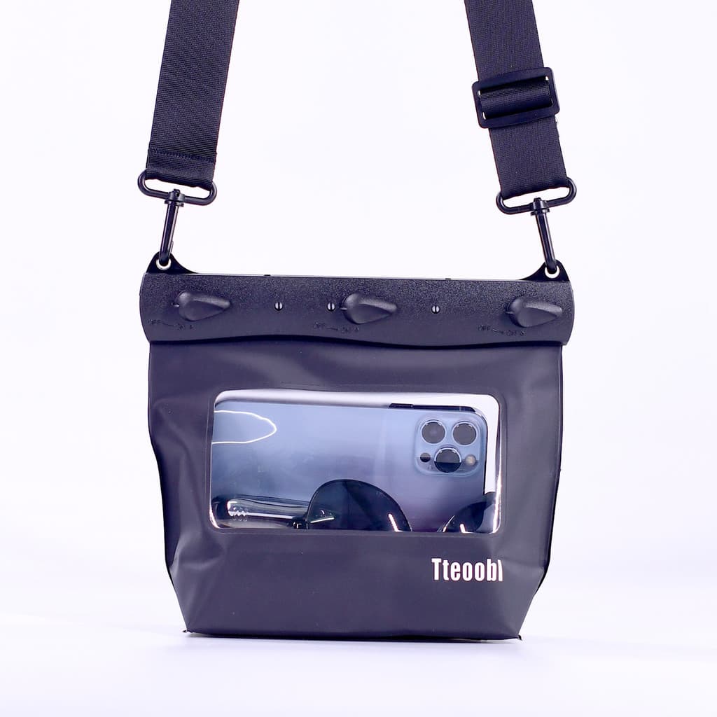 Preto médio tela de toque à prova dwaterproof água saco deriva parque aquático bolsa ombro dedicado à prova dwaterproof