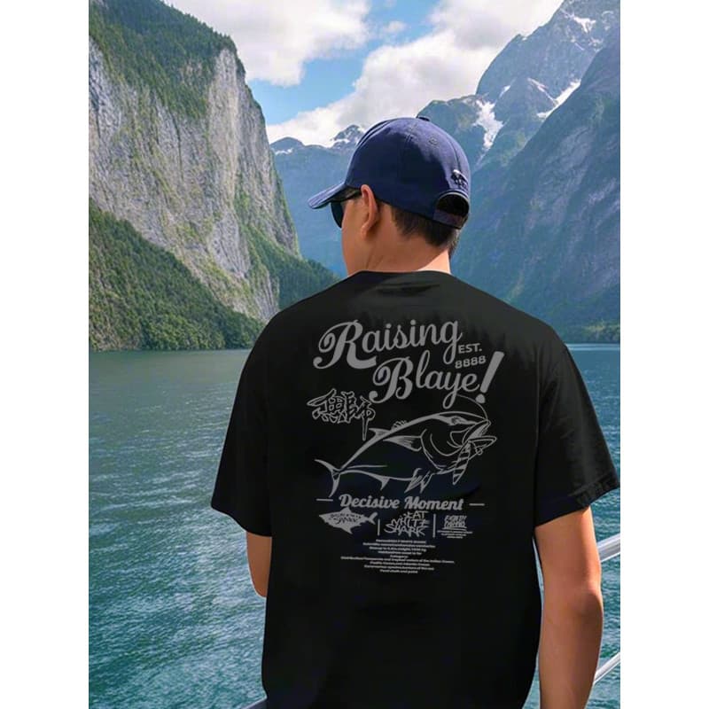 Roupas de pesca masculinas verão respirável de secagem rápida em torno do pescoço isca ao ar livre de manga curta camise