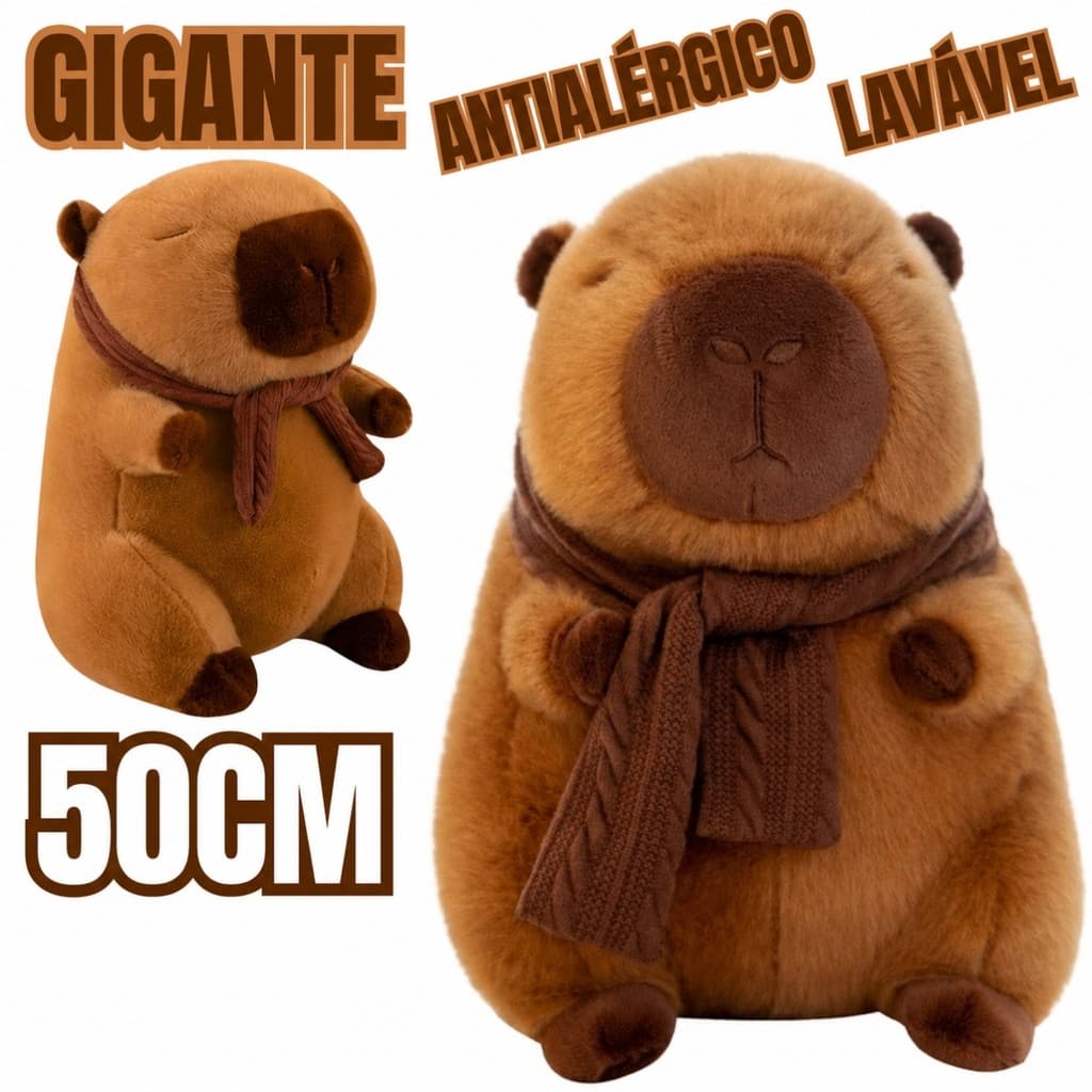 Capivara de Pelúcia 50cm com Cachecol