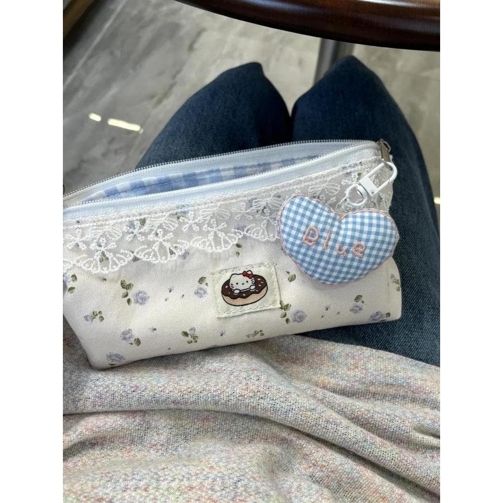 Bonito gatinho Floral lápis saco novo estilo simples de alto valor ins menina coração estudante caixa de papelaria de gr