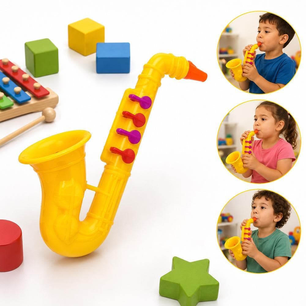 Saxofone Infantil Brinquedo Musical Educativo Jazz Band Instrumento Plastico Crianças 3 Anos