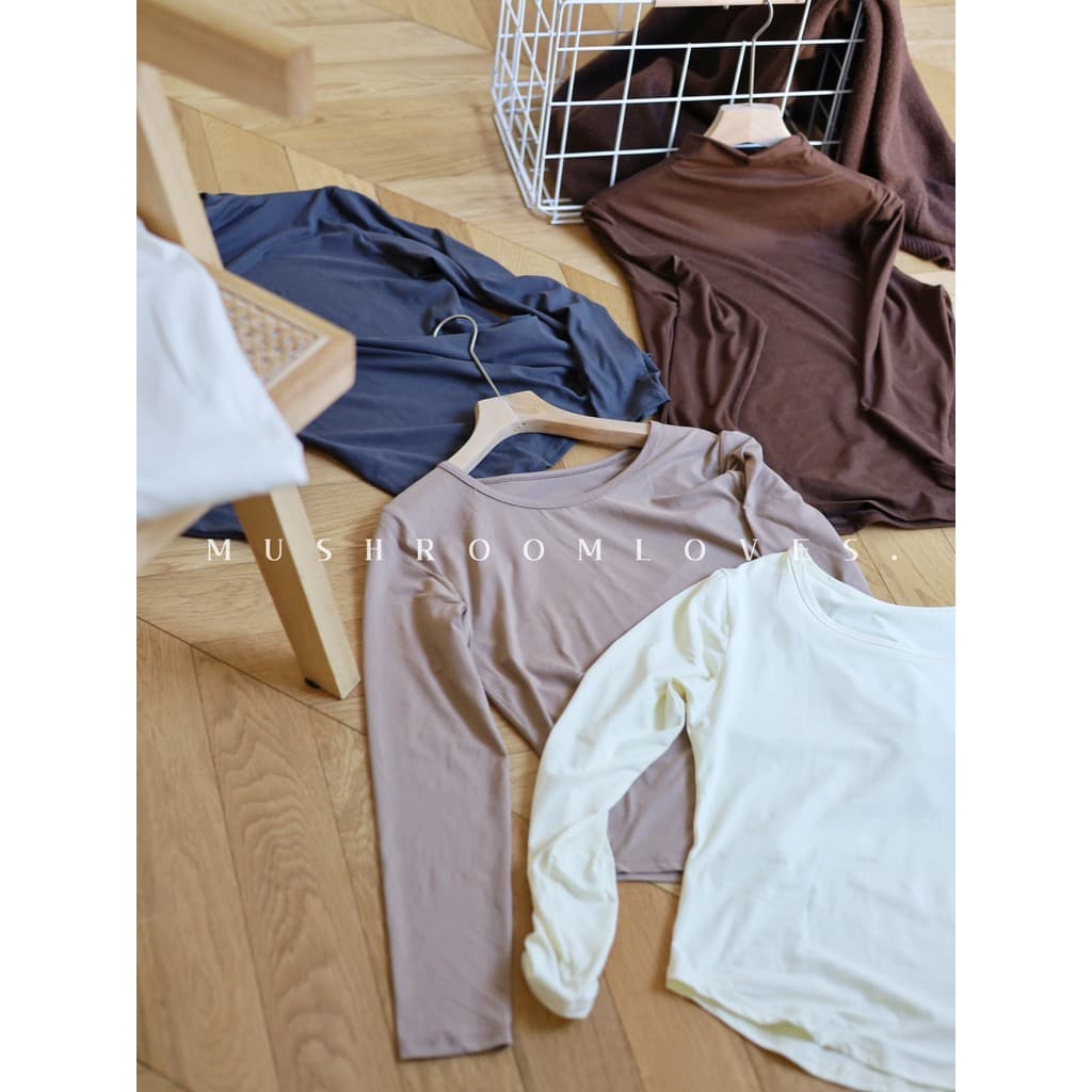 Além dos anos anteriores!Rhyme Palace Cashmere Proteína de Seda Aquecimento Camisa de Fundo Gola Redonda Meia Alta Pesco