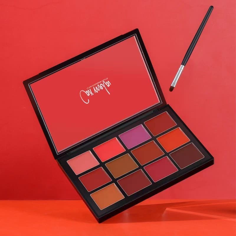 CARMELA CARMELA Maquiagem Artista Paleta de Batom Dedicado Fosco Veludo 12 Cores Paleta de Argila Labial Paleta de Batom