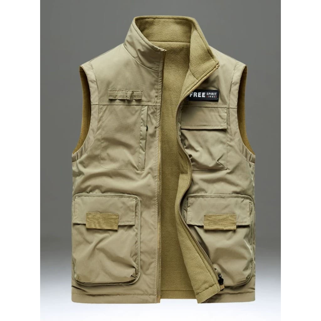 Colete dupla face masculino inverno gola alta grosso velo colete solto tamanho grande colete de lã jaqueta masculina pri