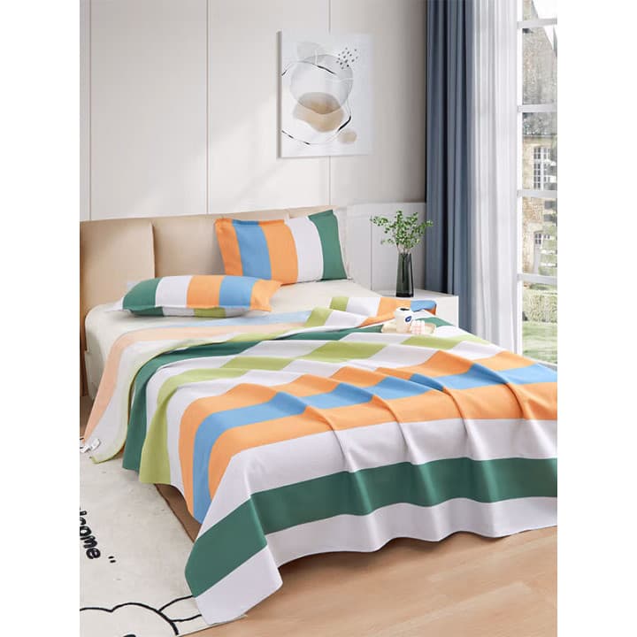 Urangea pano grosso puro algodão impresso conjunto de três peças conjunto completo Multi-peças lençol fronha lençol dupl
