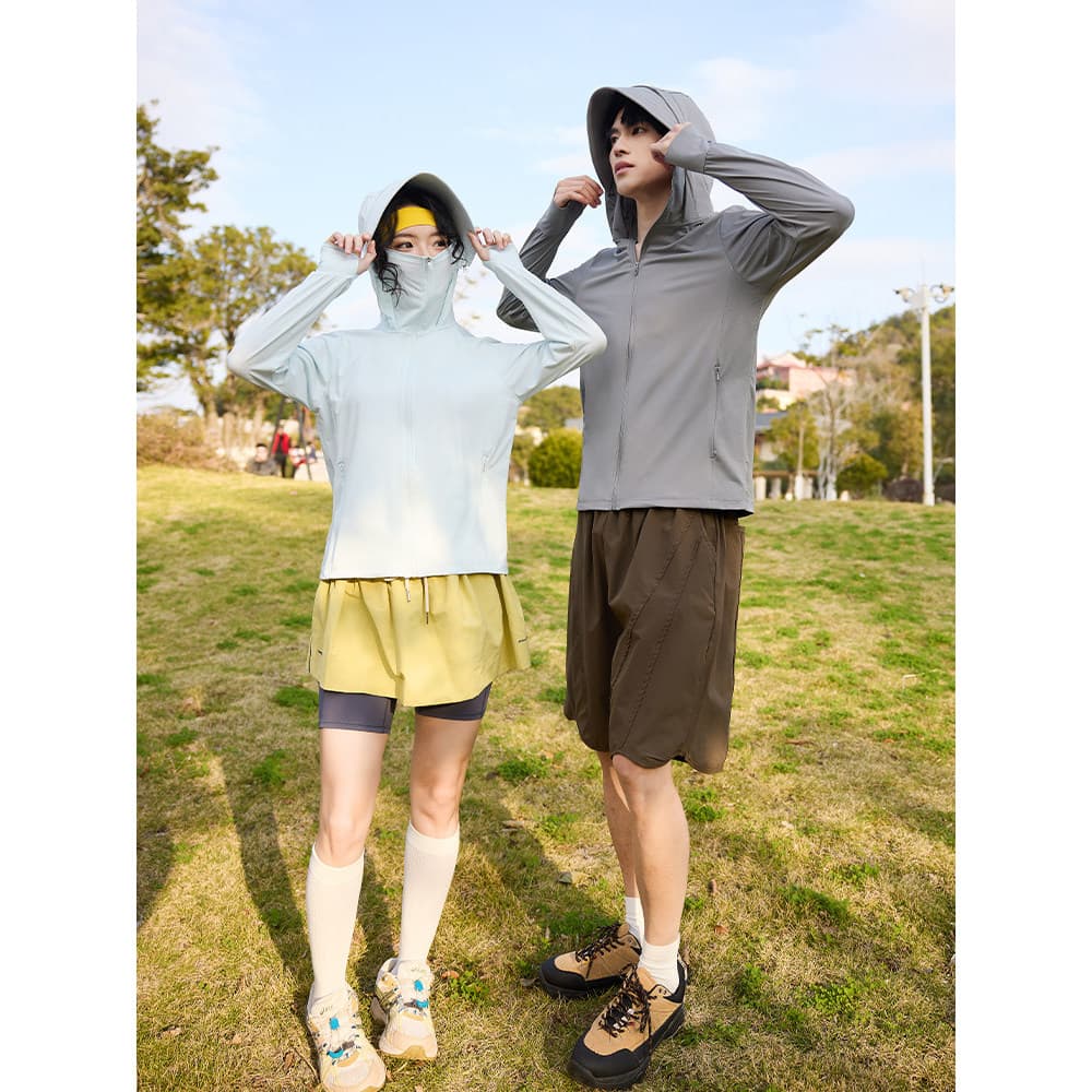 Woodpecker masculino upf200 + protetor solar roupas 2026 novo estilo verão gelo seda casal roupas de secagem rápida resp