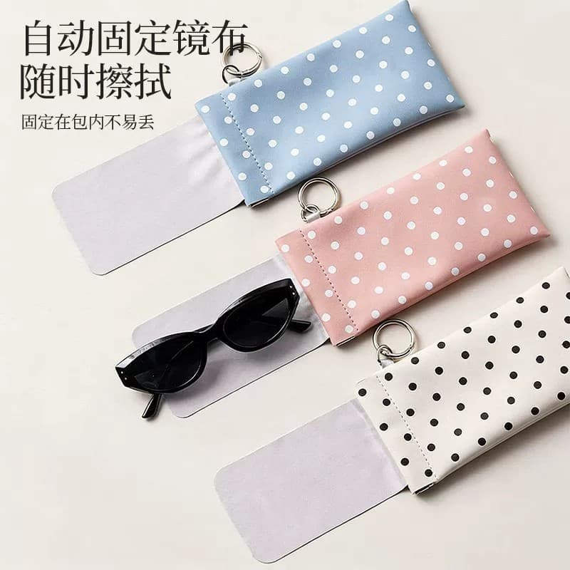 Polka Dot com óculos pano estilhaços óculos saco portátil saco de armazenamento de óculos fechamento automático óculos d