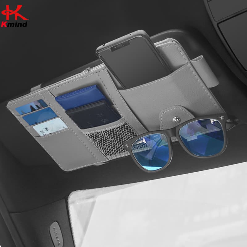 Organizador De Vários Bolsos Para Viseira Solar De Carro-Bolsa De Armazenamento De Documentos Internos Automotivos E Por