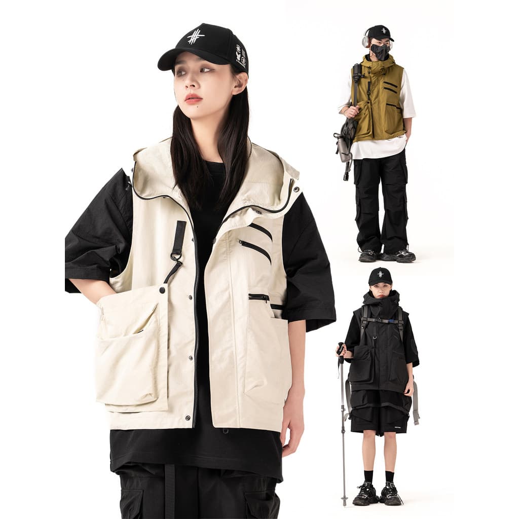 [Luz brilhante linda temporada] AOGZ Colete moderno nacional masculino feminino primavera verão roupa externa novo estil